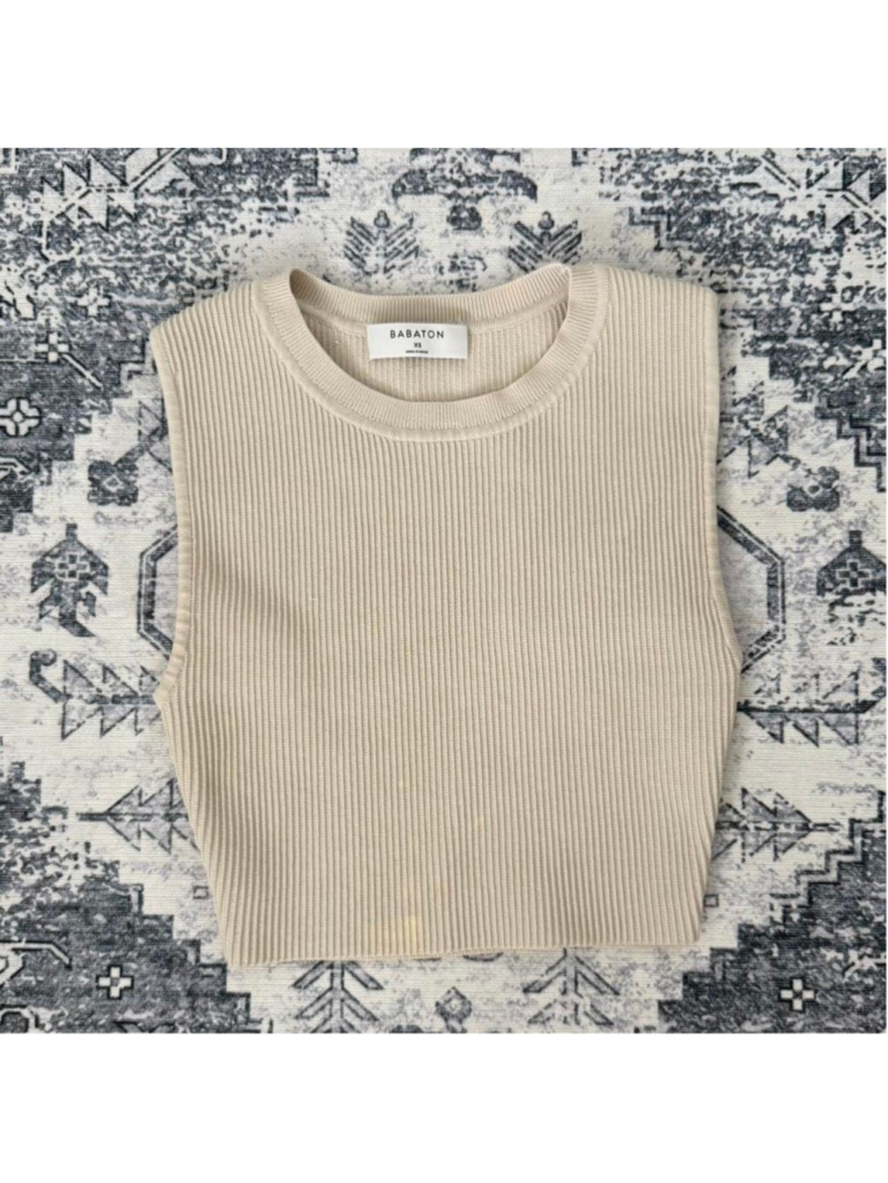 Aritzia Babaton Cream Sculpt Ribbed Tank Top - Size XS
